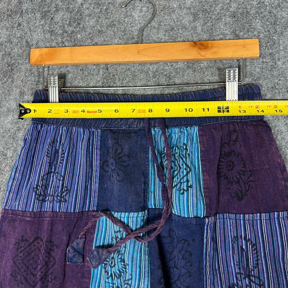 Boho Patchwork Drawstring Pants In Teal And Purpl… - image 8